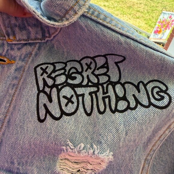 ZARA Denim Jacket NWOT MEDIUM Graffiti WOMEN - Picture 5 of 11